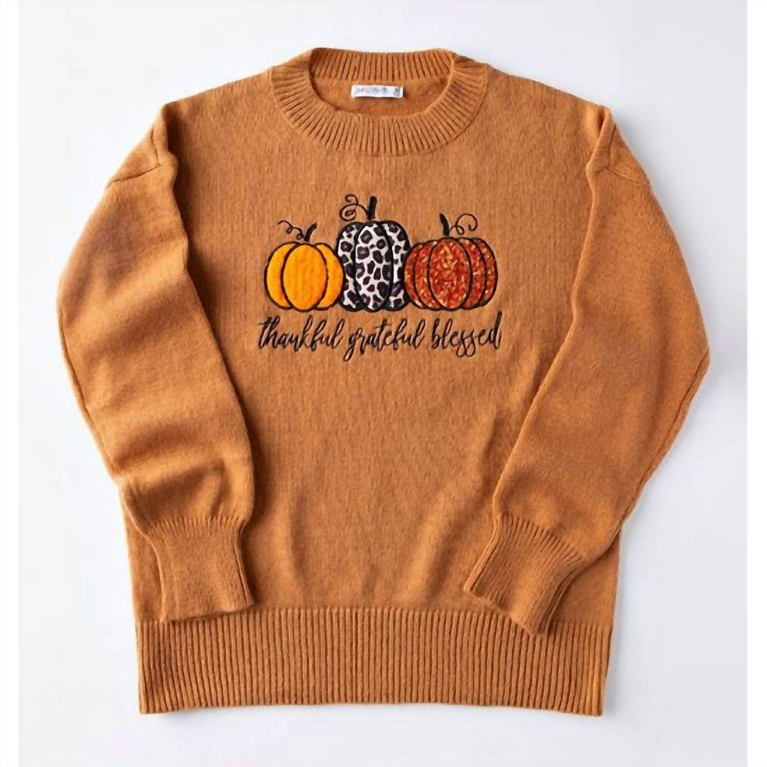Damen Dankbar Dankbar Gesegnete Verschönerte Pullover In Kürbis