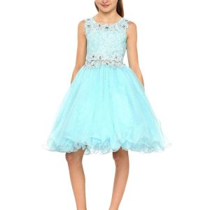 Lace Mesh Rhinestone Wired Flower Mädchen Kleid 4-20