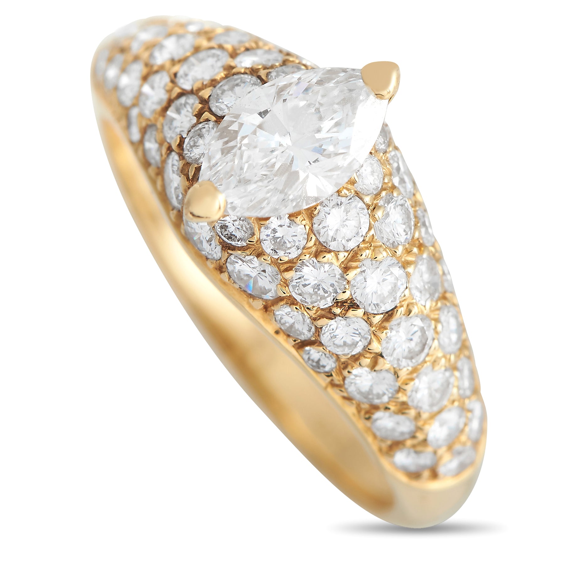 Cartier 18K Gelbgold 1,0ct Diamant Marquise Pflaster Verlobungsring -012224 – CA07
