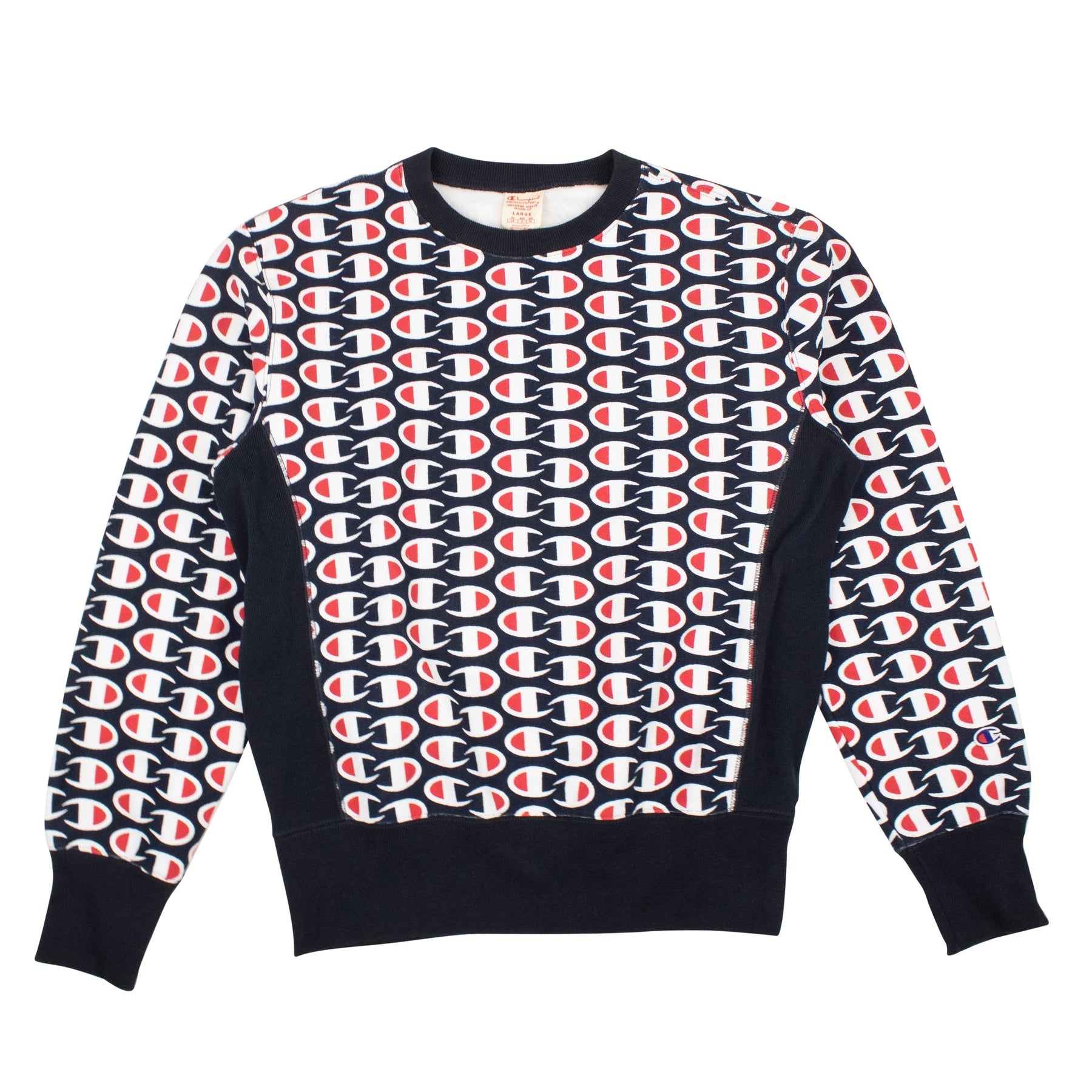 Champion All Over Logo Rundhalsausschnitt – Dunkelblau/Rot/Weiß
