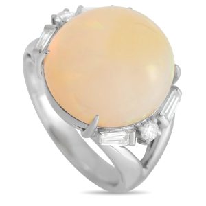 LB Exclusive Platinum 0.34ct Diamond and Opal ring -121923 – mf05
