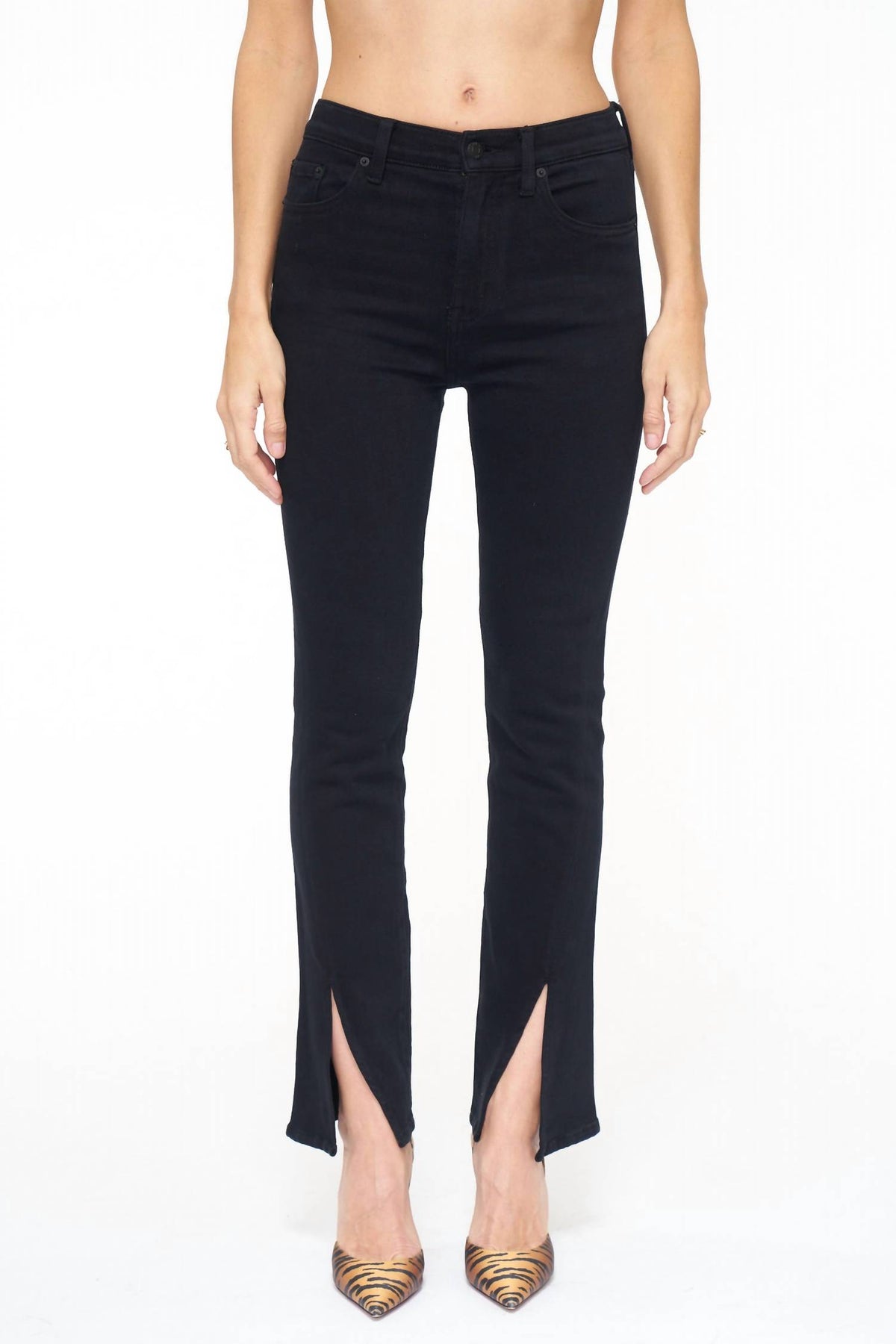Teagan hoher Bund Gerade Jeans in Schwarz