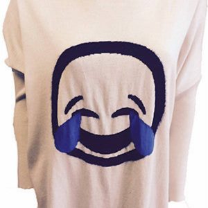 Cryin Laughter Emoji Top in Stone/ schwarz