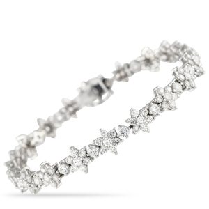 LB Exclusive 18K Weißgold 4.0ct Diamant Blume Linie Armband -021424 – MF02