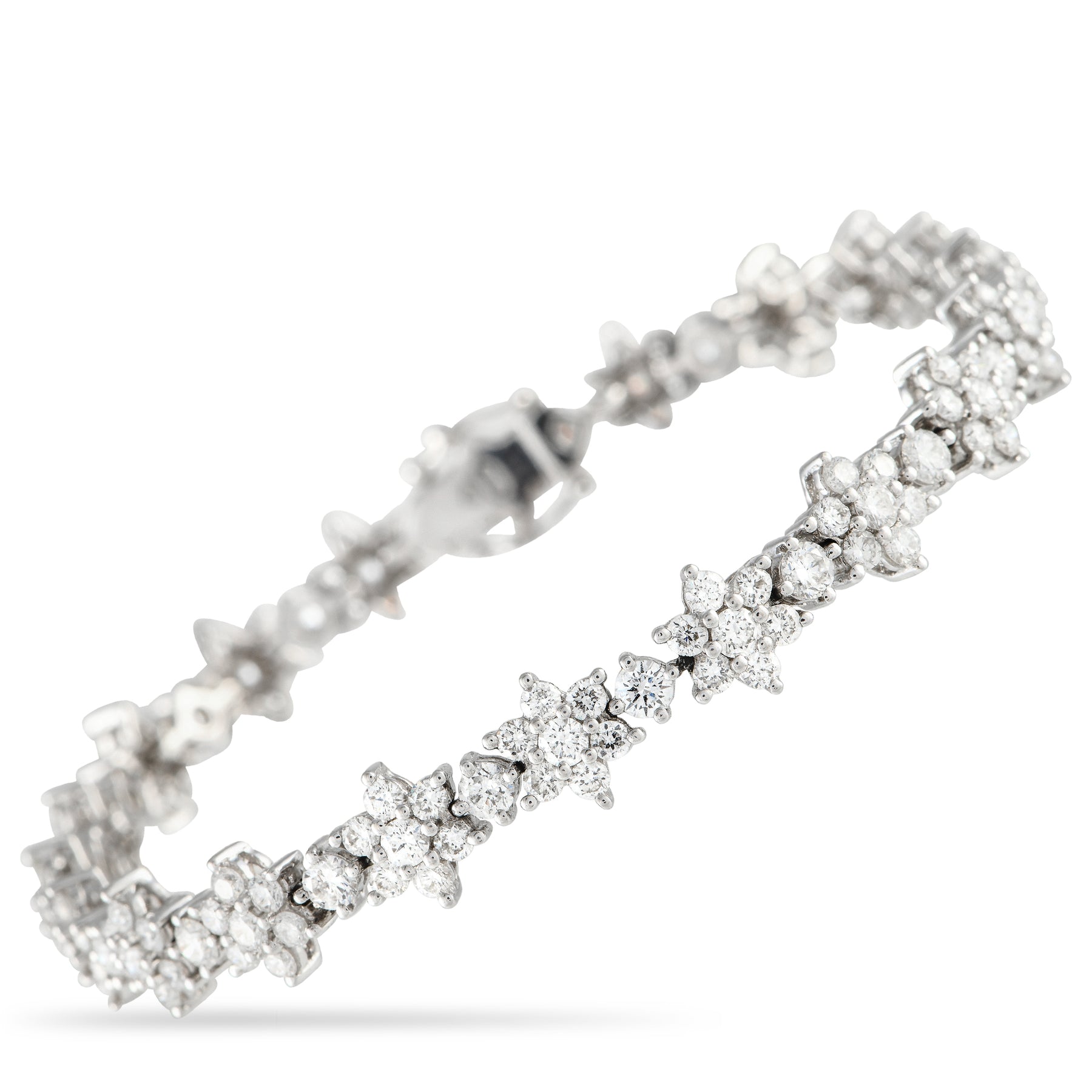 LB Exclusive 18K Weißgold 4.0ct Diamant Blume Linie Armband MF02 -021424
