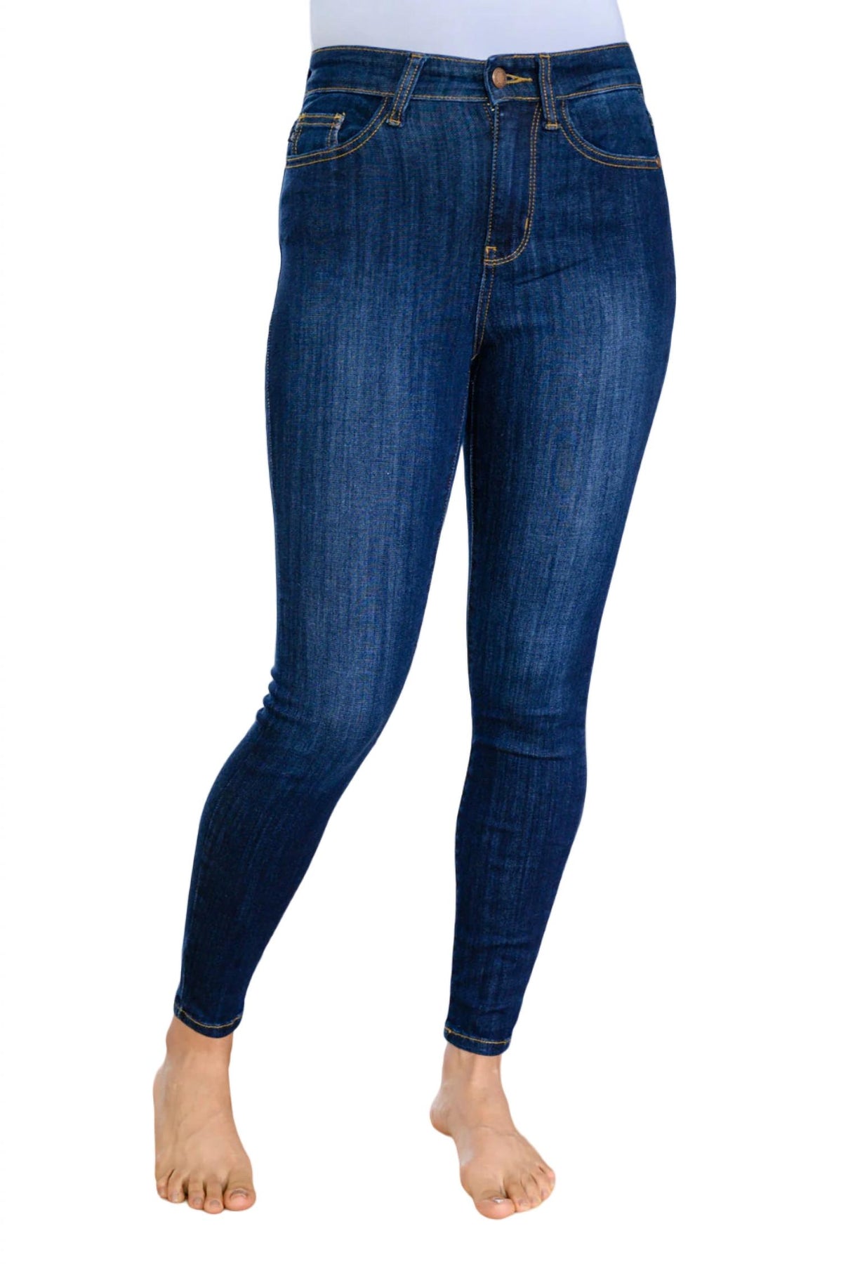 Zurück Yoke Skinny Jeans mit Handytasche in Blau