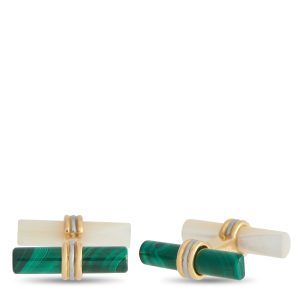 Van Cleef & Arpels 18 Karat Gelbgold Malachit und Mother Von Perle Manschettenknöpfe VC10 -031124