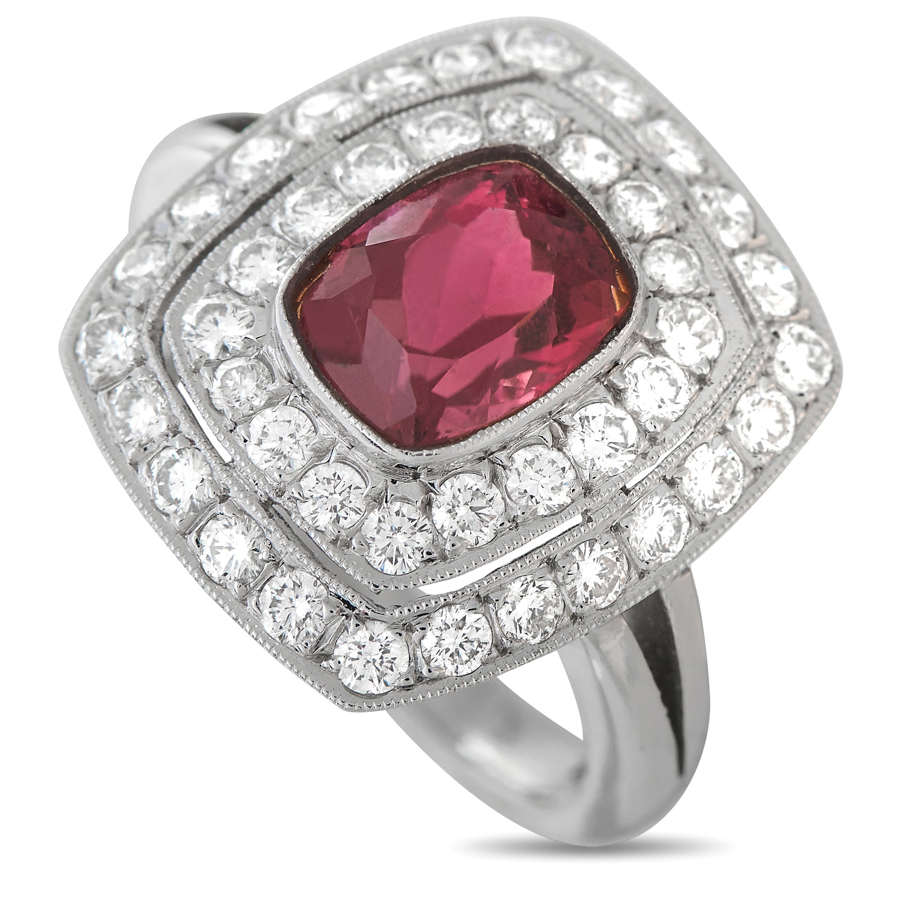 LB Exclusive 18K Weißgold 0.85ct Diamant und Rubellit Ring MF11 -012324