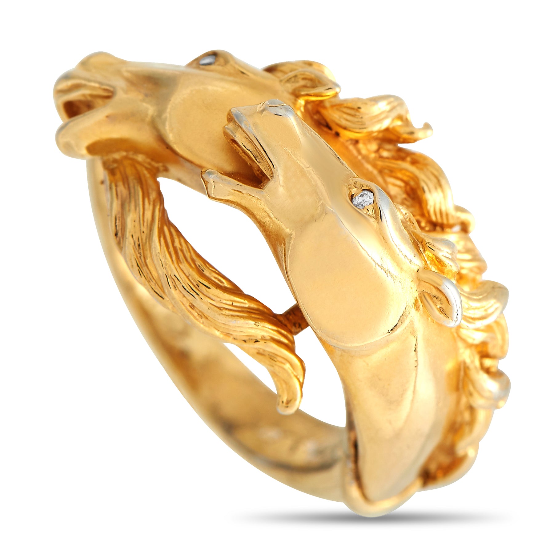 Carrera Y Carrera 18 Karat Gelbgold Diamant Doppel Pferd Ring CA27 -020124