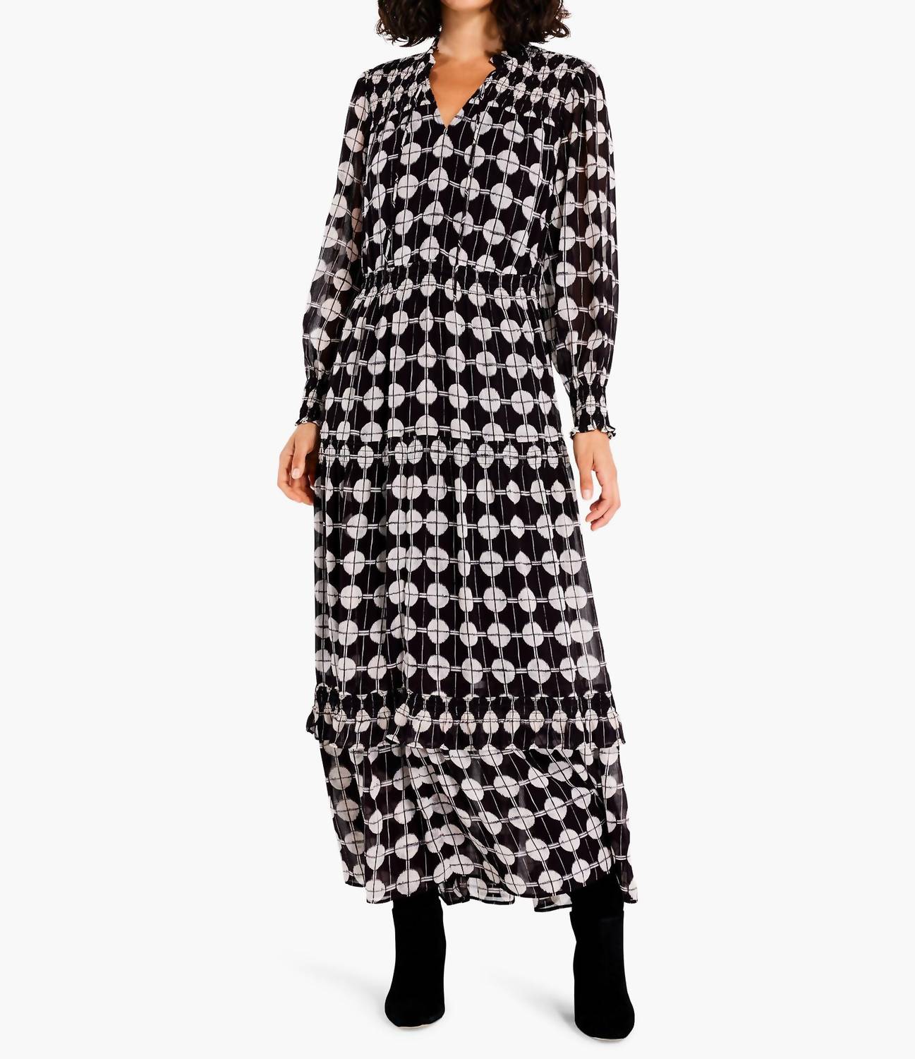 Chiffon Dot Kleid in Schwarz Mehrfarbig