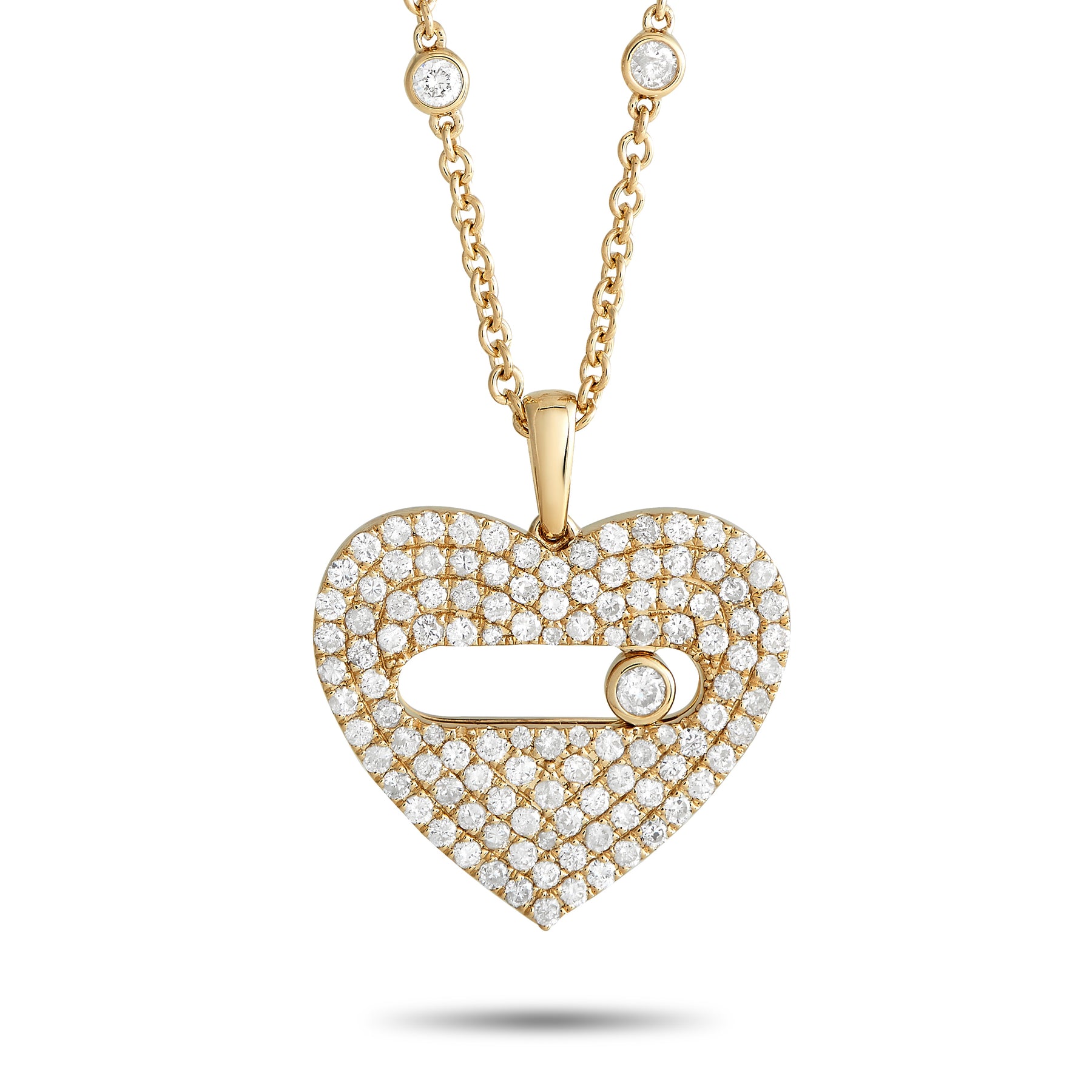 LB Exclusive 14K Gelbgold 2.10ct Diamant Pav Herz Halskette PN15247 Y