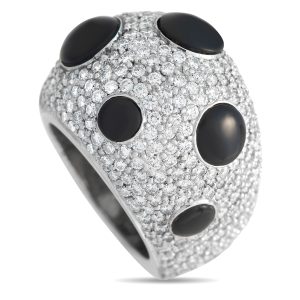 LB Exclusive 14K Weißgold 3.85ct Diamant und Onyx Cocktailring -012224 – MF25