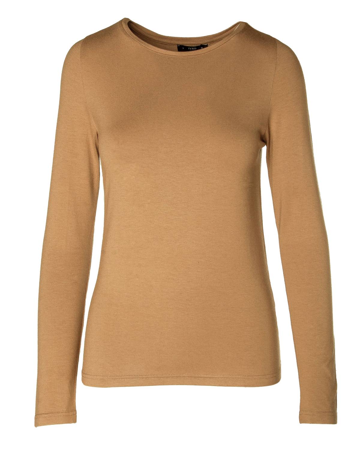 Damen Stiefel Neck T-Shirt in Camel