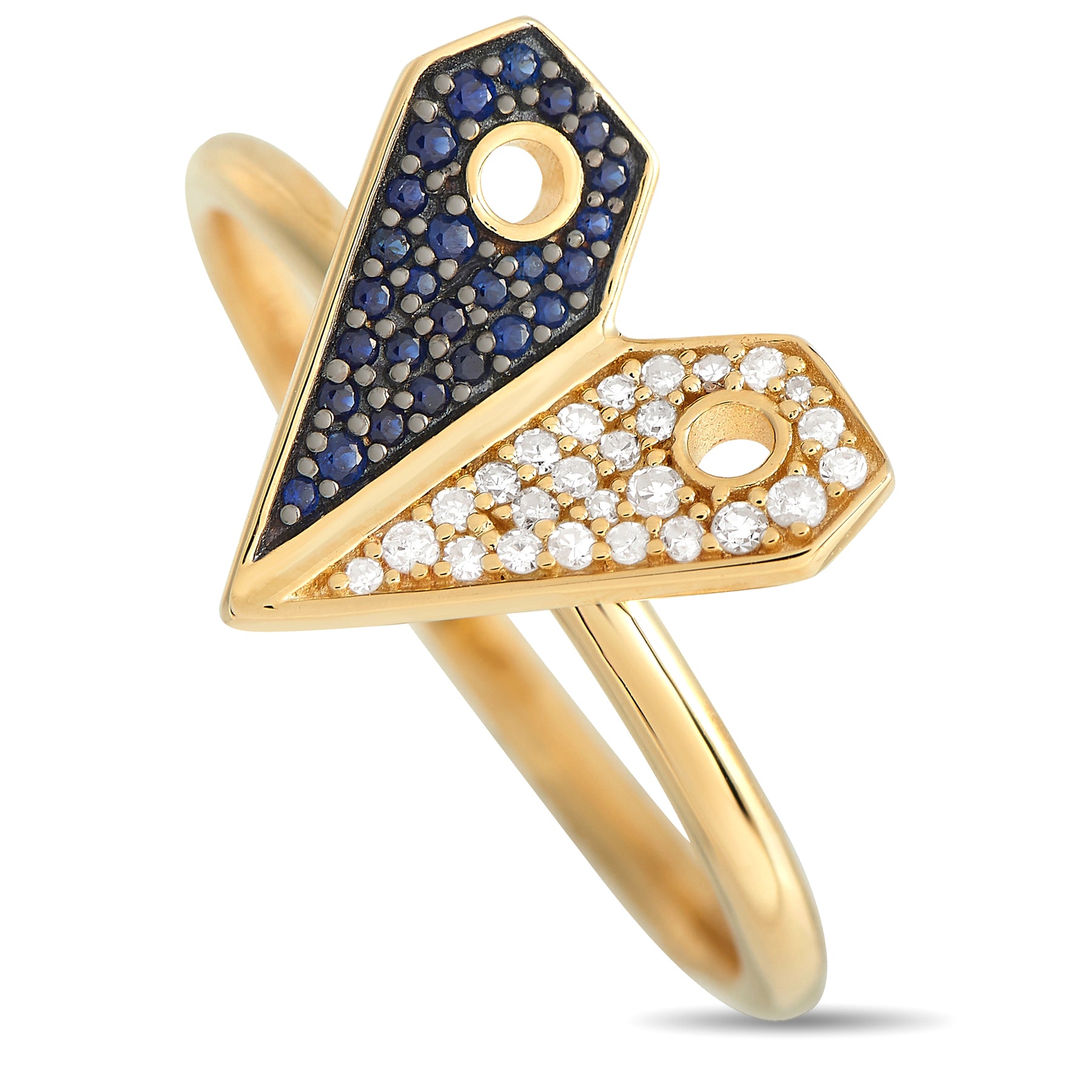 LB Exclusive 14K Gelbgold 0.08ct Diamant und Saphir Herz Ring RC4 2002YSA