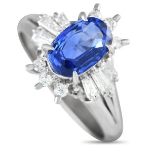LB Exclusive Platinum 0.43ct Diamond and Sapphire Sunburst Halo ring -021324 – MF11
