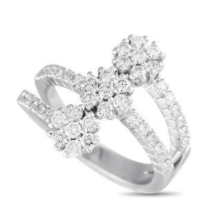 LB Exclusive 18K Weißgold 0,87ct Diamant Drei-Blumen-Ring -012924 – MF01