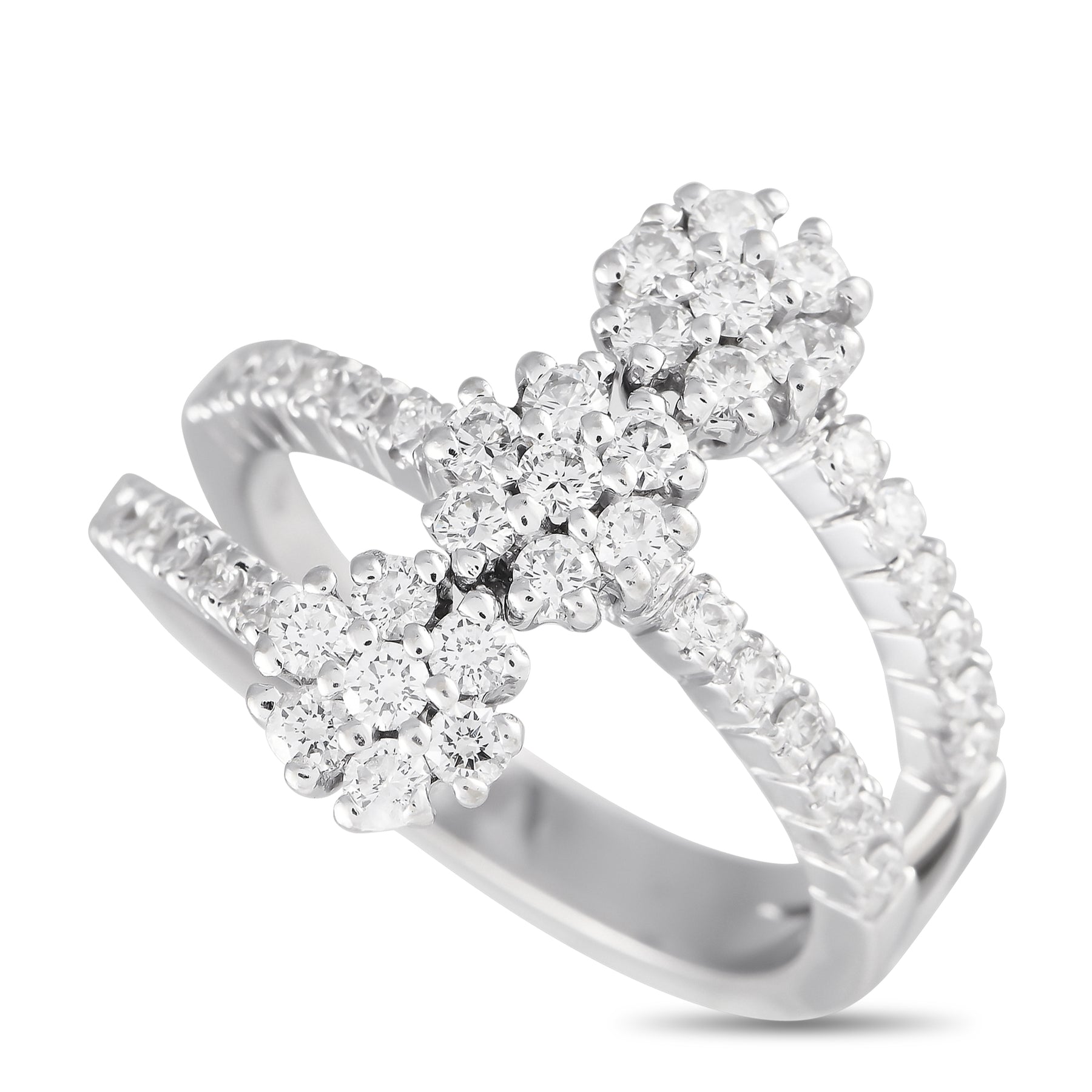 LB Exclusive 18K Weißgold 0.87ct Diamant Drei-Blumen-Ring MF01 -012924