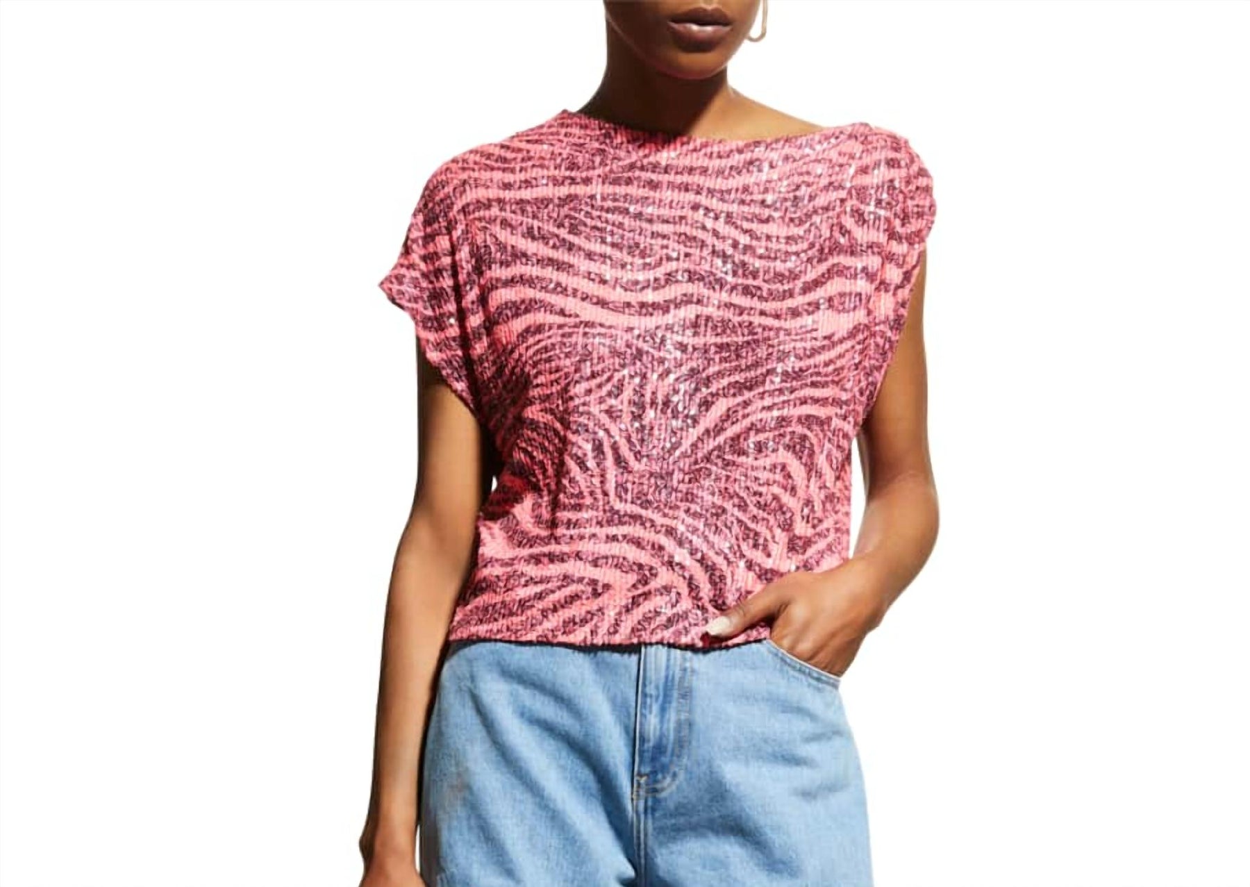 Biarritz Zebra Top im Neon Rosa