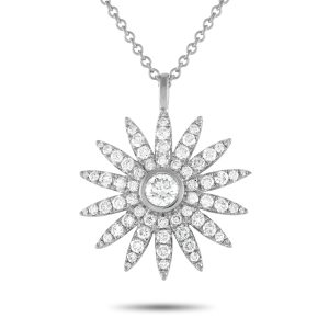 LB Exclusive 18K Weißgold 1.80ct Diamant Sonnenblumenkette ank-17927