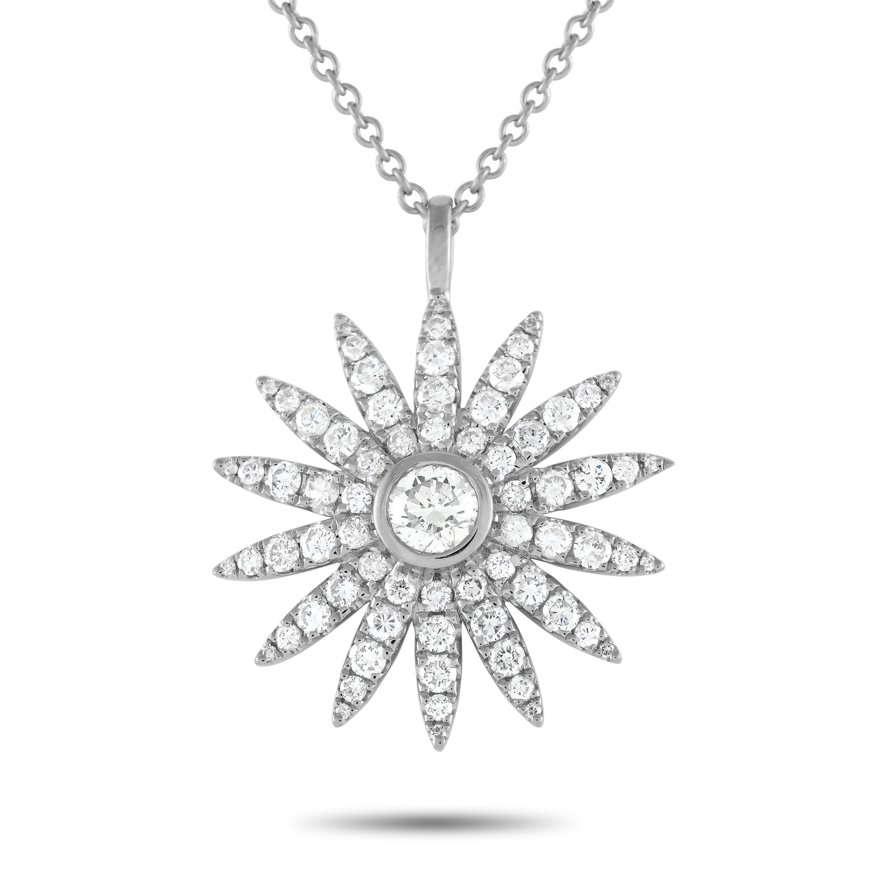 LB Exclusive 18K Weißgold 1.80ct Diamant Sonnenblume Halskette ANK-17927