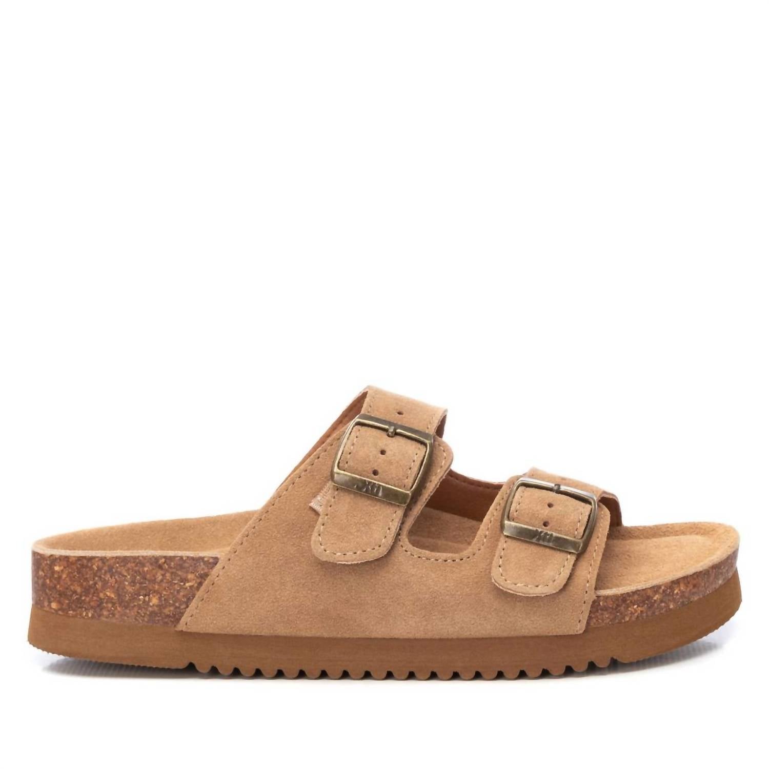 Flache Sandalen für Damen in Camel