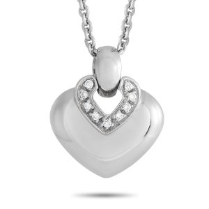 Bvlgari Doppio 18K Weißgold Diamant Herz Halskette BV06 -031124