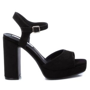 Damen Ferse Wildleder Sandalen in schwarz 7703571464252