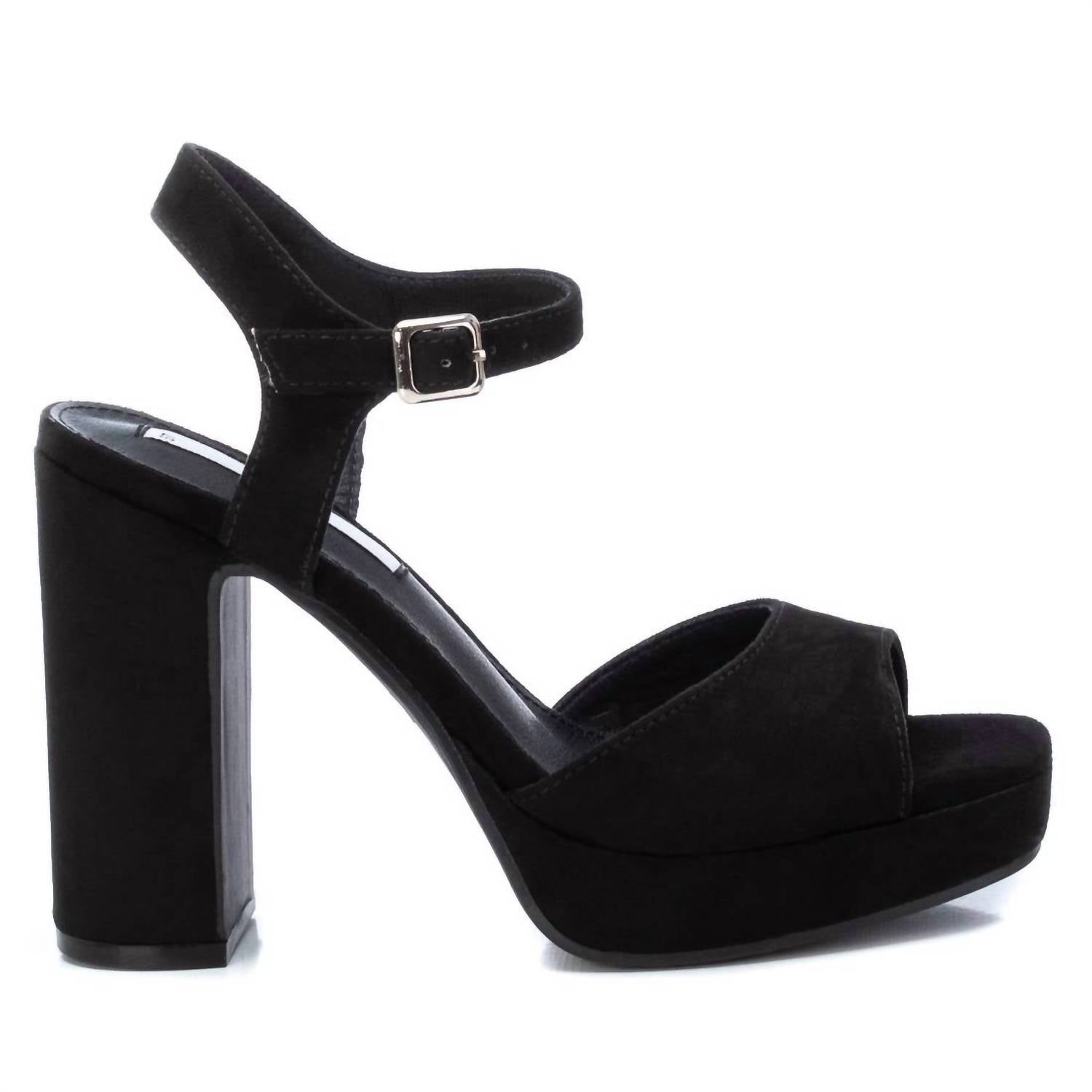 Sandalen aus Veloursleder in Schwarz