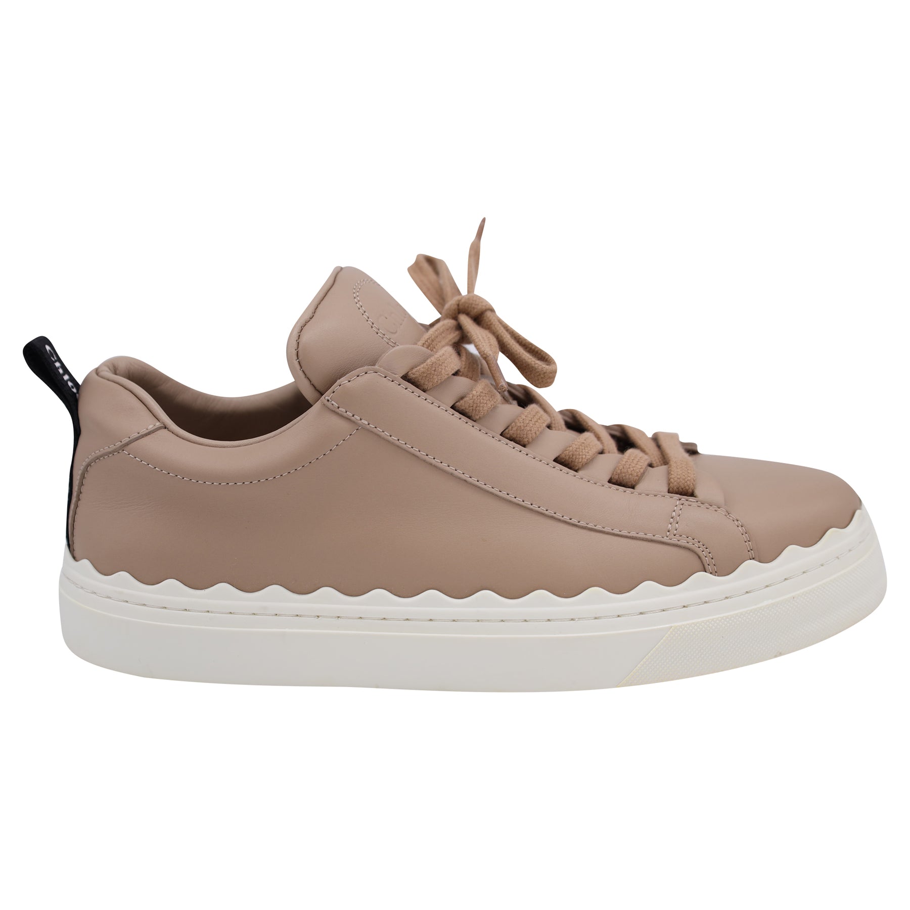 Chloé Lauren Scalloped Sneaker aus Leder in Beige
