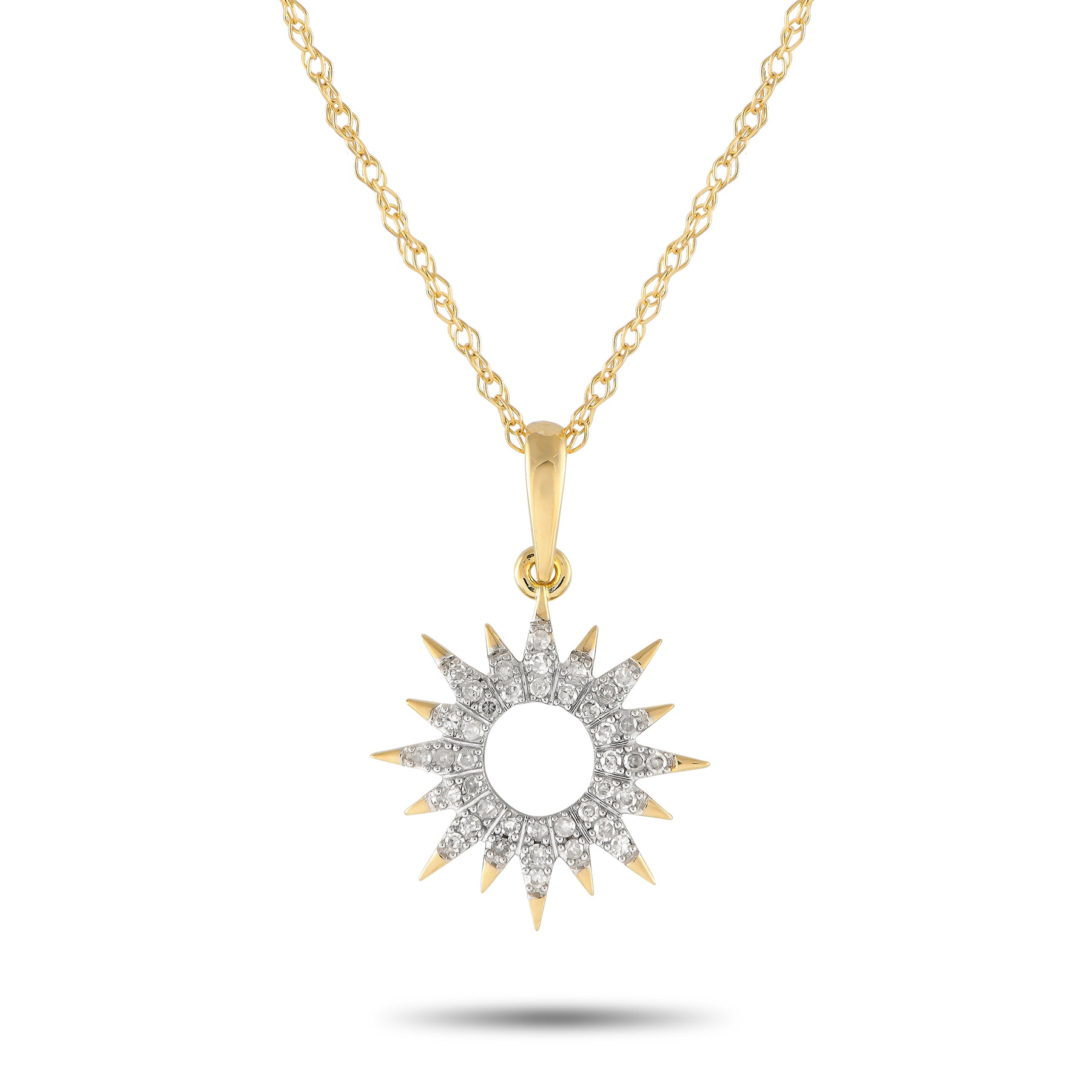 LB Exclusive 14K Gelbgold 0,10ct Diamant Sunray Halskette PN15157 Y