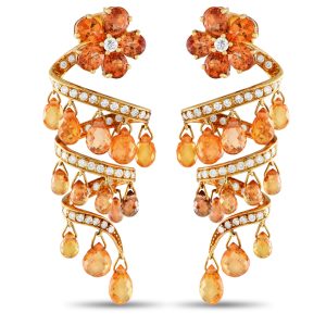 LB Exclusive 18K Gelbgold 1.40ct Diamant und Zitrine Spiral Kronleuchter Ohrringe -013024 – MF07