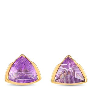 LB Exclusive 14K Gelbgold Amethyst geometrische Clip-on Ohrringe MF02-032824