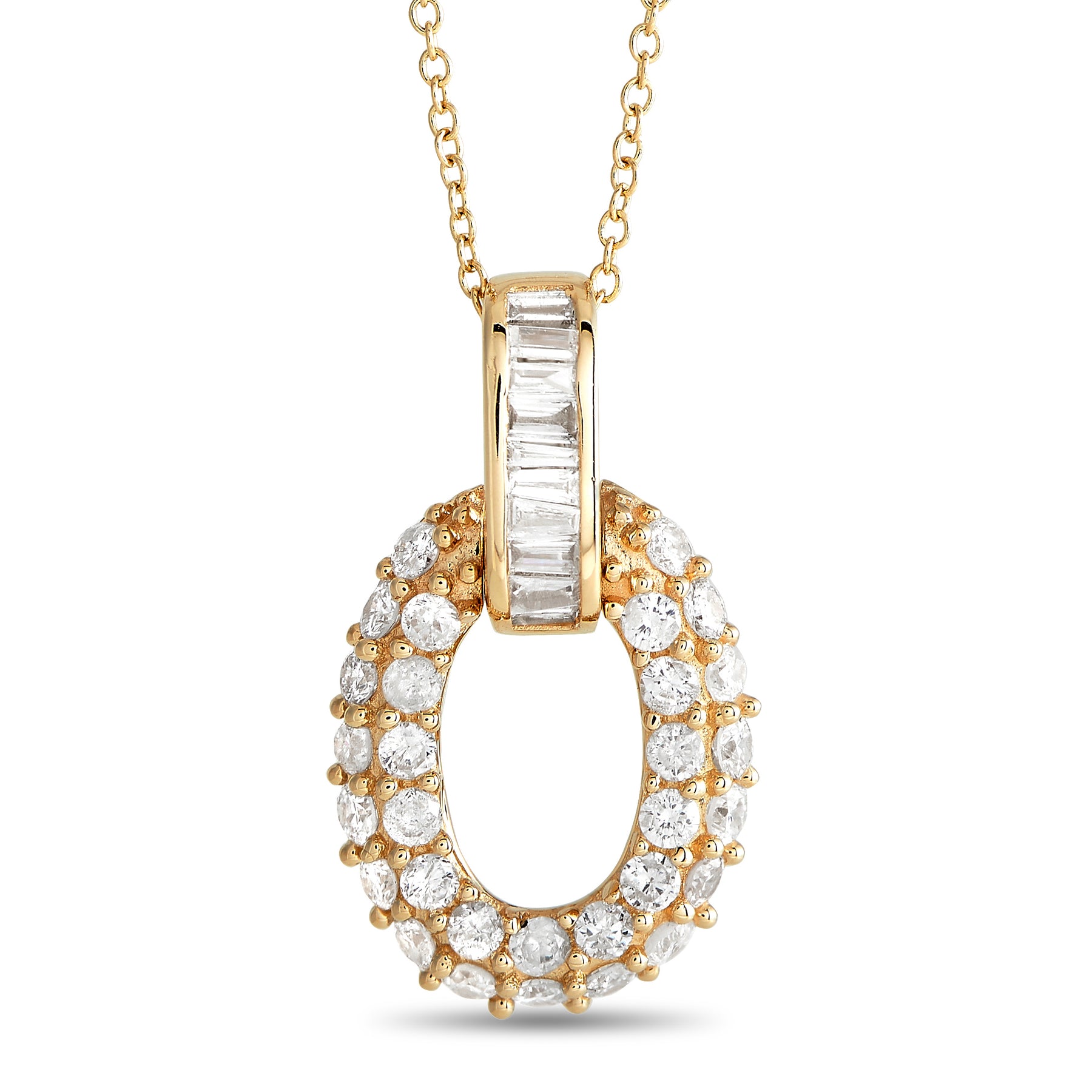 LB Exclusive 14K Gelbgold 0.63ct Diamant oval Halskette PN15336 Y