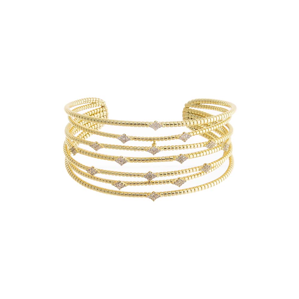 Pave Accented Mehrreihige offene Armreif Armband
