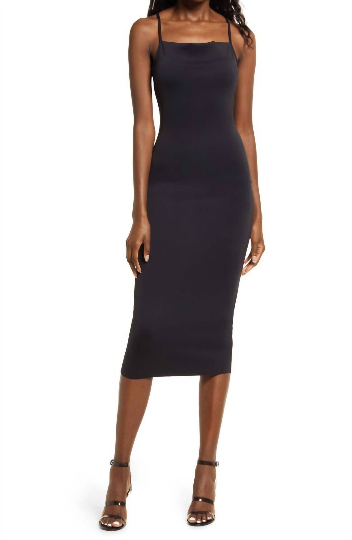 Scuba Spaghetti Midikleid in Schwarz
