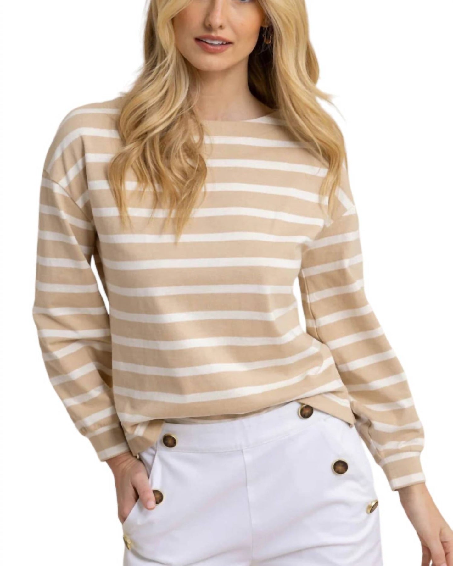 Zayla gestreiftes Top in irischer Creme