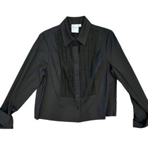 Damen Ernte Smoking Hemd in schwarz 7832178982972