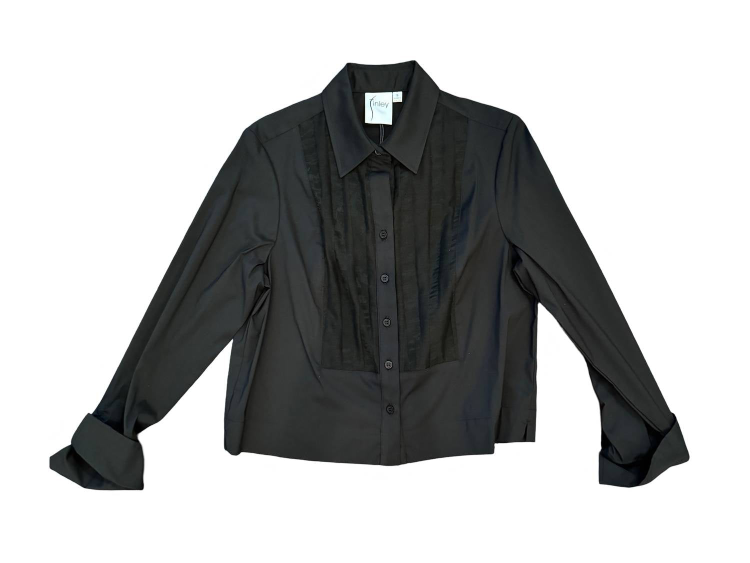 Crop Tux Hemd für Damen in Schwarz