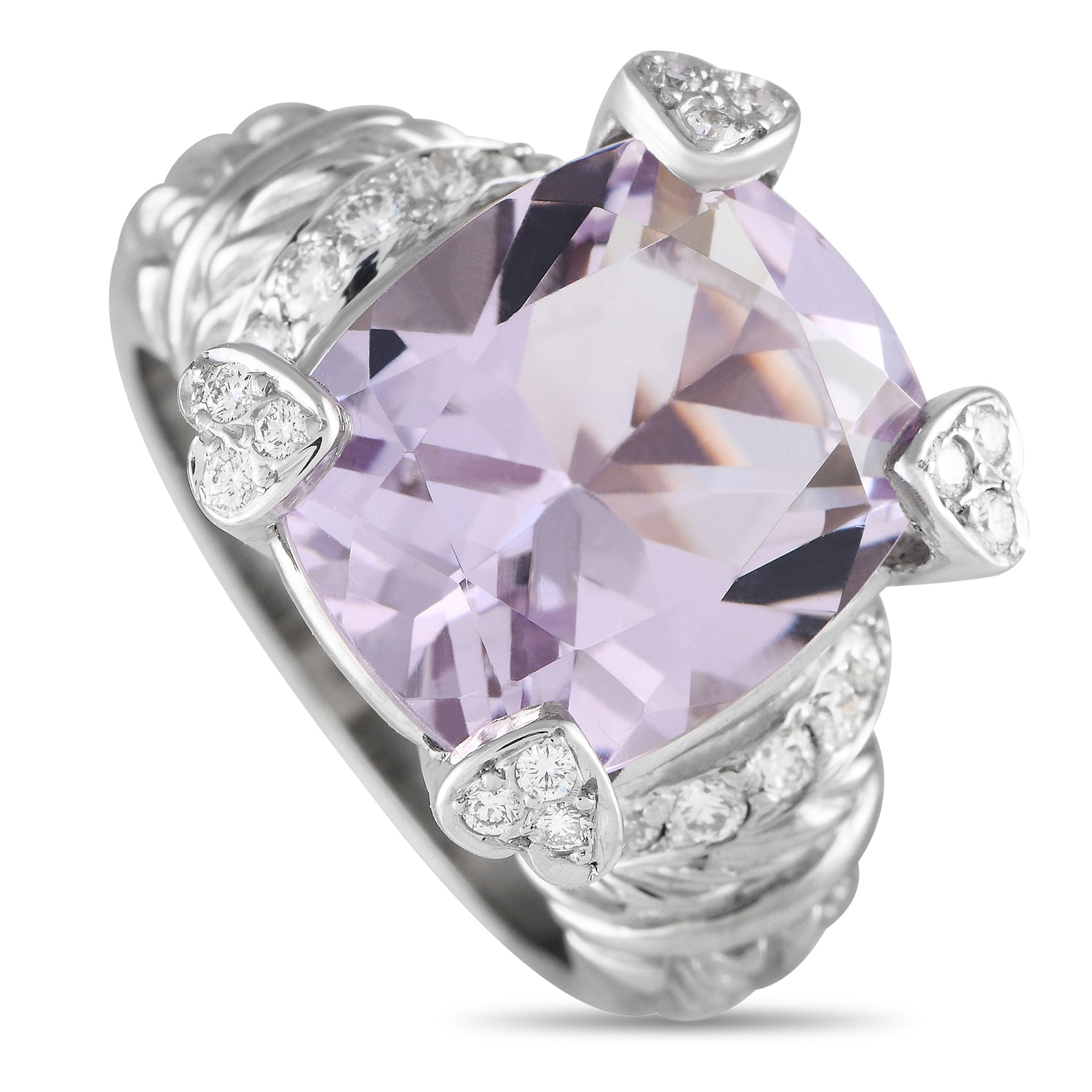Judith Ripka 18 Karat Weißgold 0,25ct Diamant und rosa Quarz Ring JR33 -122223
