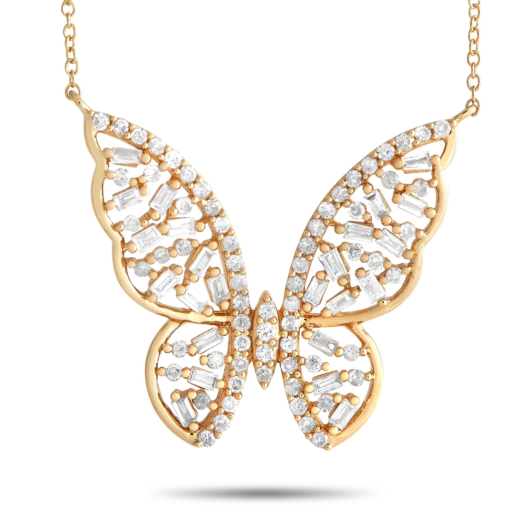 LB Exclusive 14K Gelbgold 0.60ct Diamant Schmetterling Halskette MF01 -031224