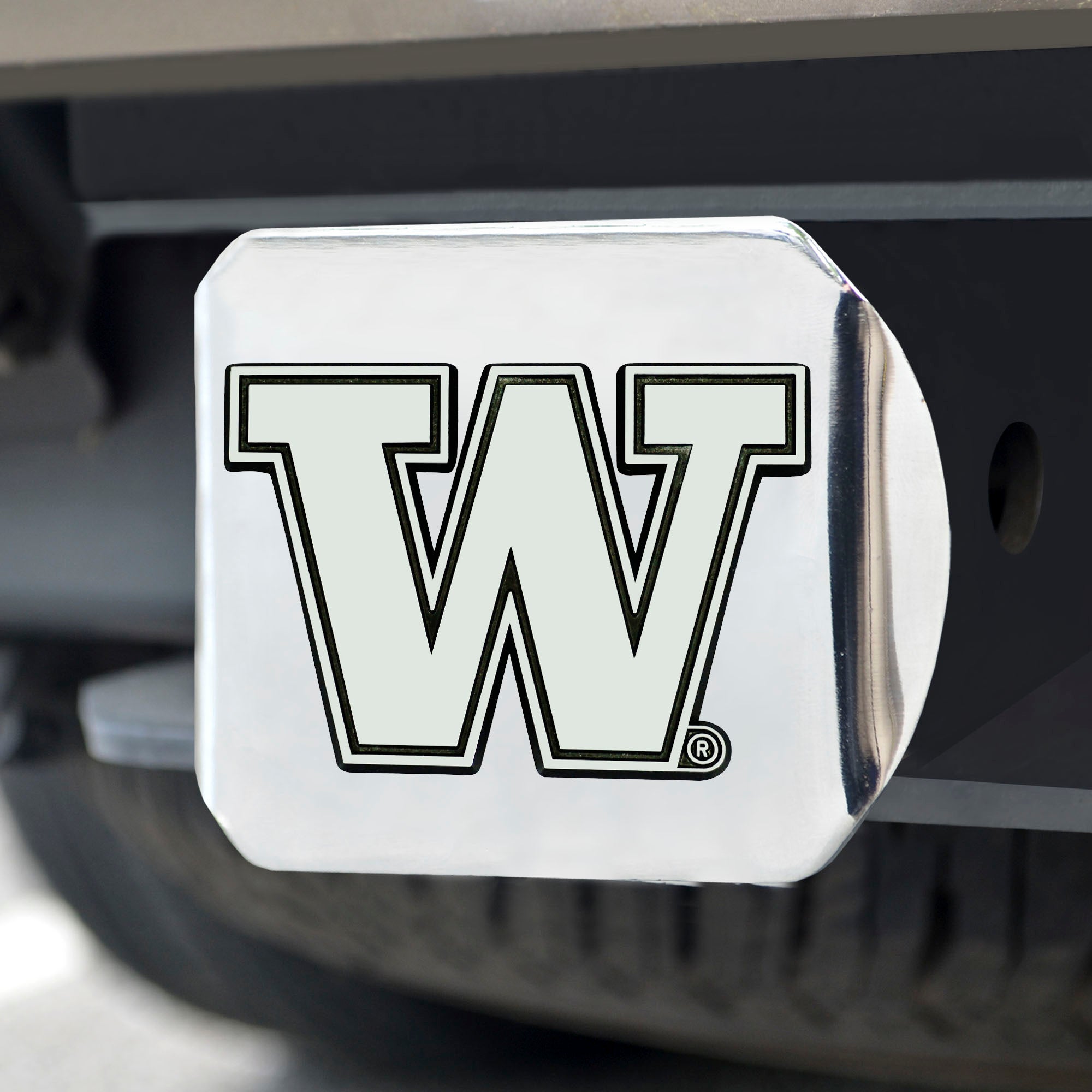 Fanmats Washington Huskies Chrom Metall Hitch Cover mit Chrom Metall 3D Emblem