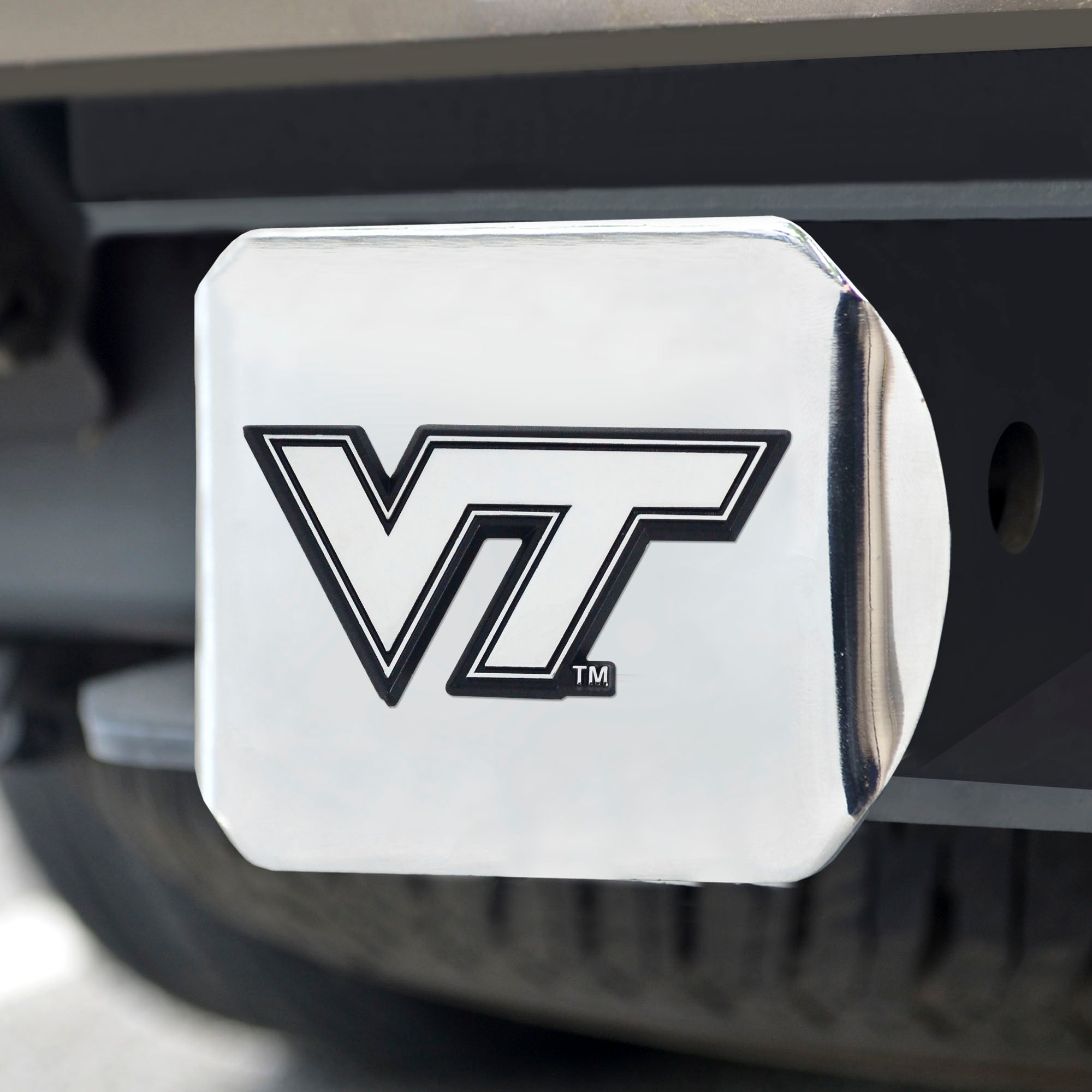 Fanmats Virginia Tech Hokies Chrom Metall Hitch Cover mit Chrom Metall 3D Emblem