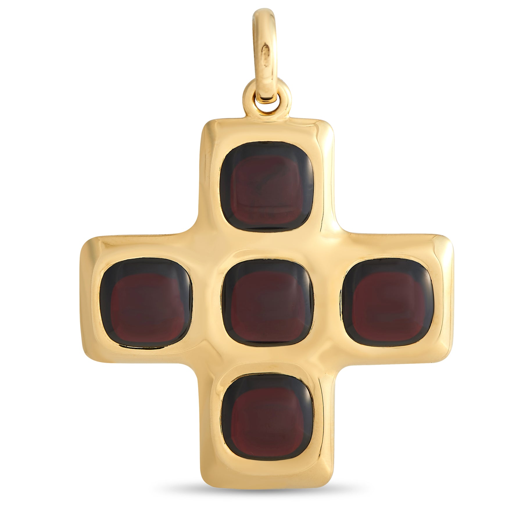 Pomellato 18K Gelbgold Granat Kreuz Anhänger PO18 -030824