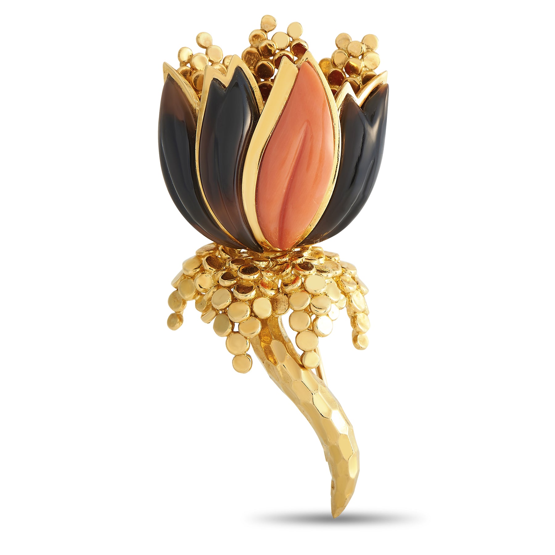 Wander Frankreich 18 Karat Gelbgold Citrin und Korallen Blume Brosche WF09 -013024