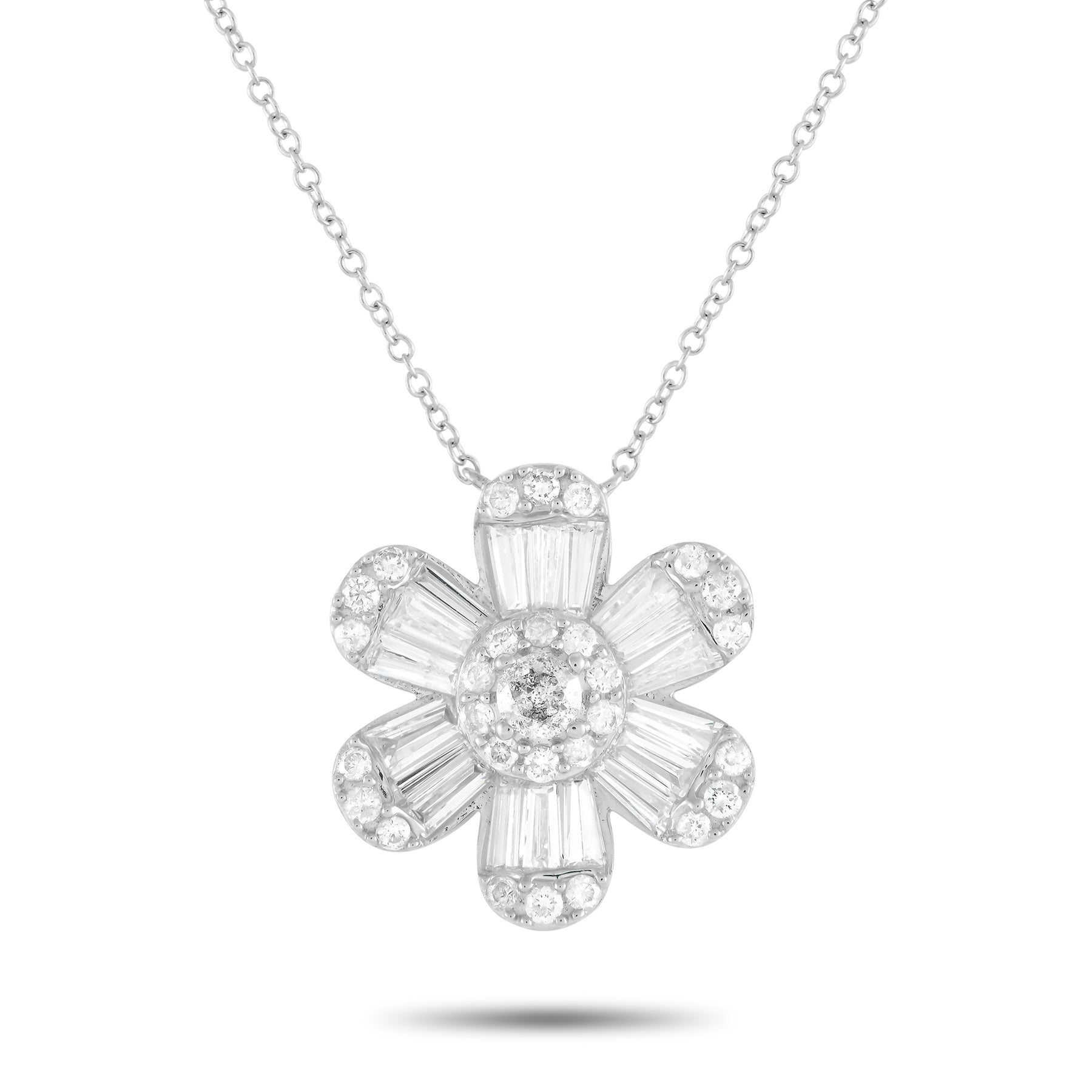 LB Exclusive 14K Weißgold 1.20ct Diamant Blume Halskette PN14994