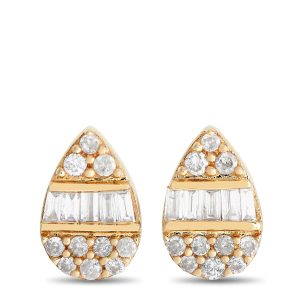 LB Exclusive 14K Gelbgold 0,18ct Diamant Cluster Birne Ohrringe -y – ER28512