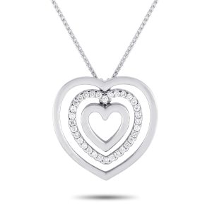 Chimento 18K Weißgold 0.40ct Diamant Herz Halskette CH01 -032524
