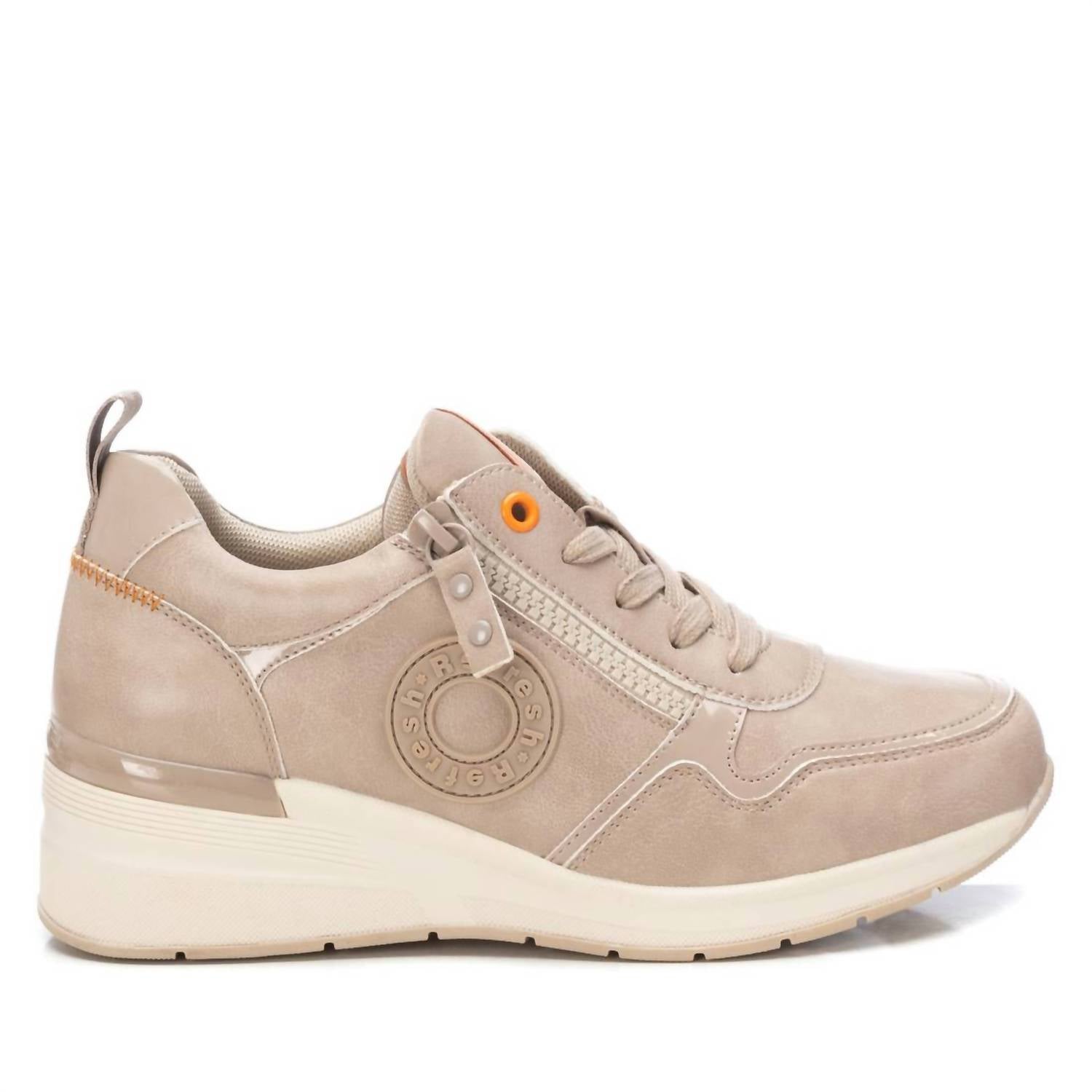 Damen Keil Trainer Sneaker in Beige