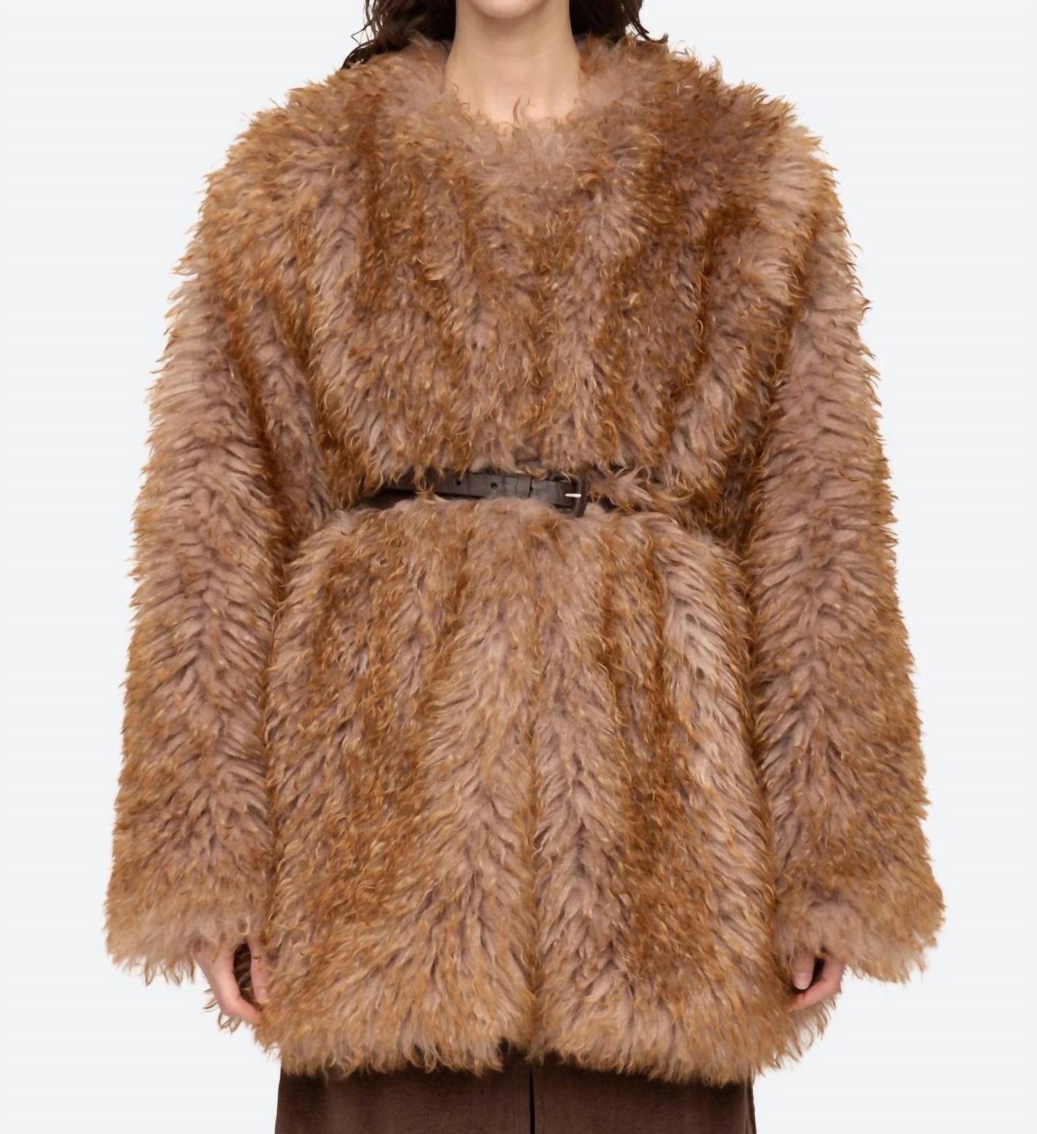 Fifi Imitat Pelzjacke in Camel