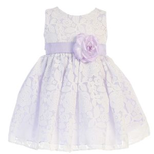 kleine Mädchen lila Blumen Tüll geschmückt Ostern Kleid 2T-6